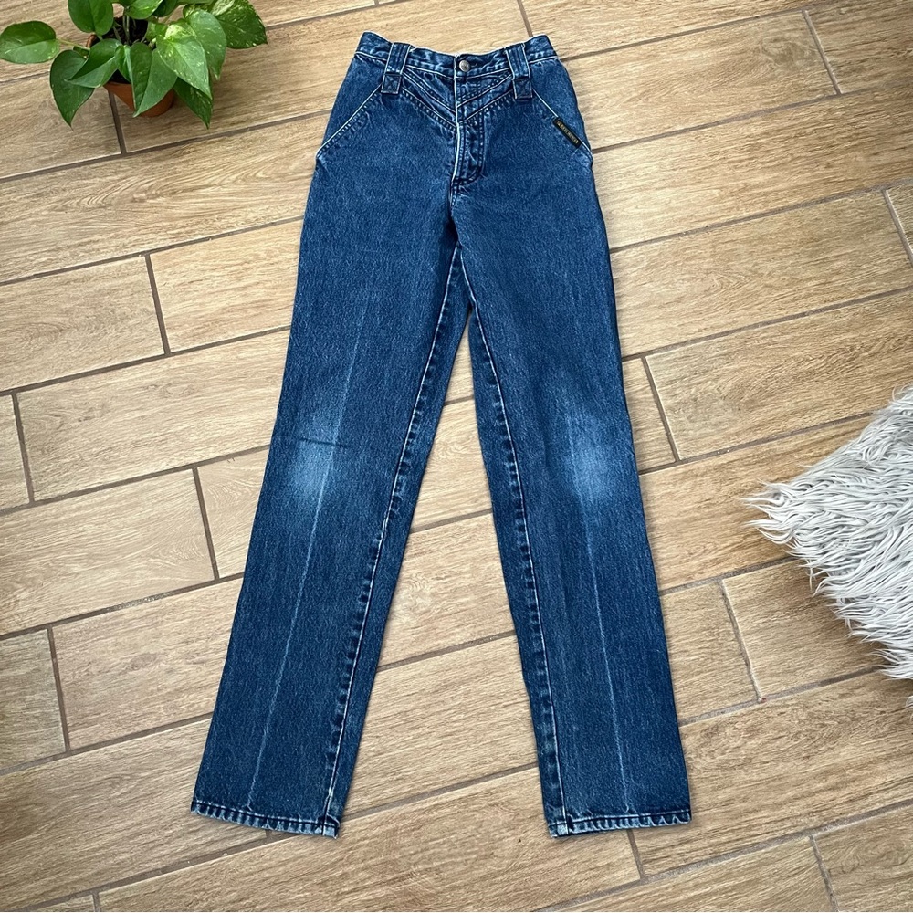 Vintage Rocky Mountain Jeans  Western 80s 90s Denim Dark Wash 23x27